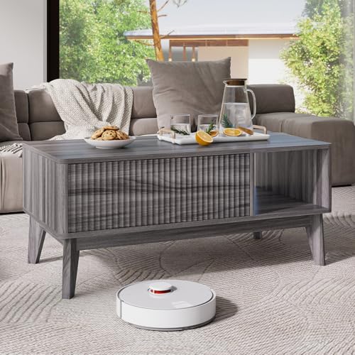 37.4" Rectangular Coffee Table for Living Room, Lift Top, Grey, view 4