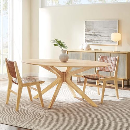Crossroads 71Inch Oval Dining Table Solid Wood Oak Finish Modern Kitchen Room Entertaining Home Furniture Quality Stylish Elegant Durable Refined Versatile Contemporary