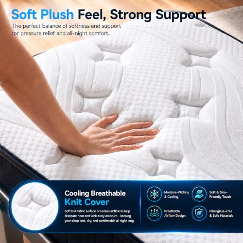 King Size 14 Inch Hybrid Mattress in a Box, view 3