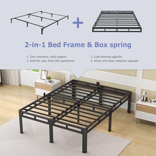 Full Size Metal Platform Bed Frame, 24 Inch Dual-Layer Heavy Duty Base, view 6