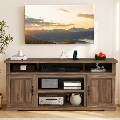 70" Rustic Farmhouse TV Stand, Entertainment Center Fits TVs up to 80 Inch, view 3