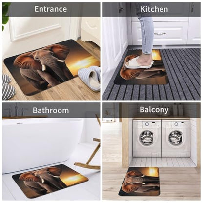 Elephant sunset non slip indoor door mat, view 7