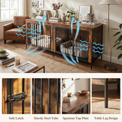 78.7" Extra Large Dog Crate Furniture for 2 Small/Medium/Large, view 5