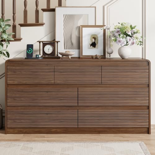 7 Drawer Dresser for Bedroom, 55"Chest of Drawer with Power Outlet, view 2