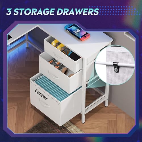 66 Inch L Shaped Gaming Desk with Drawers and Storage, view 6