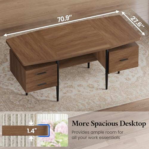 70.9" W x 27.6" D Office Desk with 3 Drawers, Modern Computer Desk with Storage, view 4