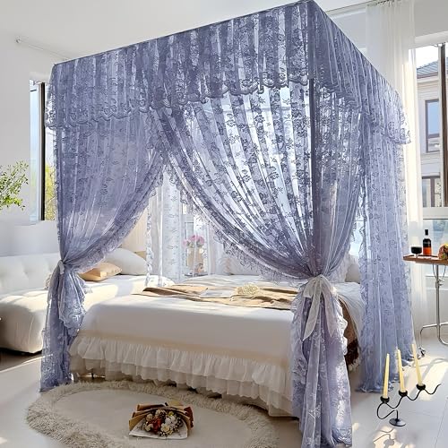 Jondow Stainless Steel Canopy Bed Frame Queen Size, view 8