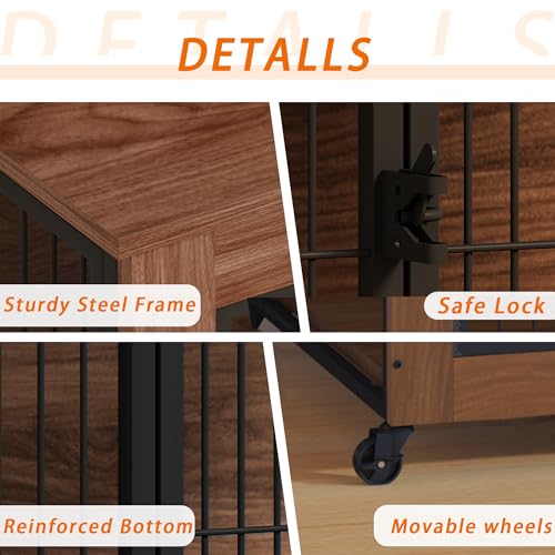 Dog Crate Furniture with Wheels for Small Dogs, view 5