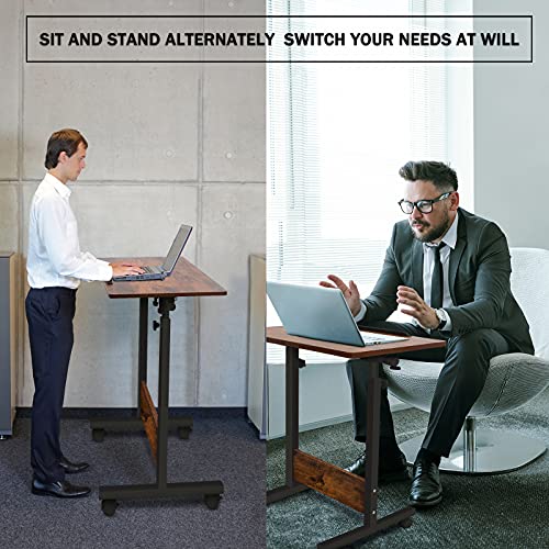 Height Adjustable Mobile Standing Desk 16×24 in,360° Flip Desk Stand Desks Home Office Table Standing for Small Space Offices,Easy to Assemble(Adjustable Height: 32in-47in)