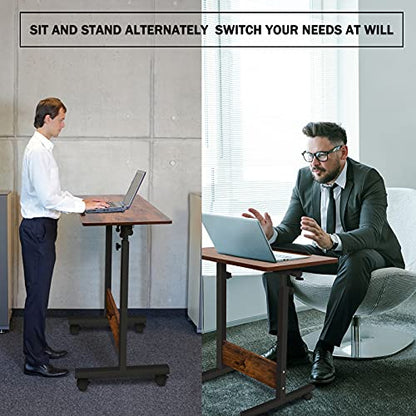 Height Adjustable Mobile Standing Desk 16×24 in,360° Flip Desk Stand Desks Home Office Table Standing for Small Space Offices,Easy to Assemble(Adjustable Height: 32in-47in)