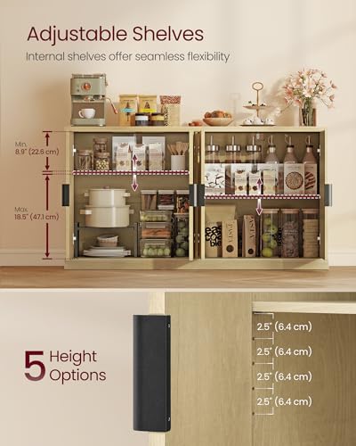 VASAGLE Contemporary Buffet Cabinet with Adjustable Shelves, Fluted Doors, view 5