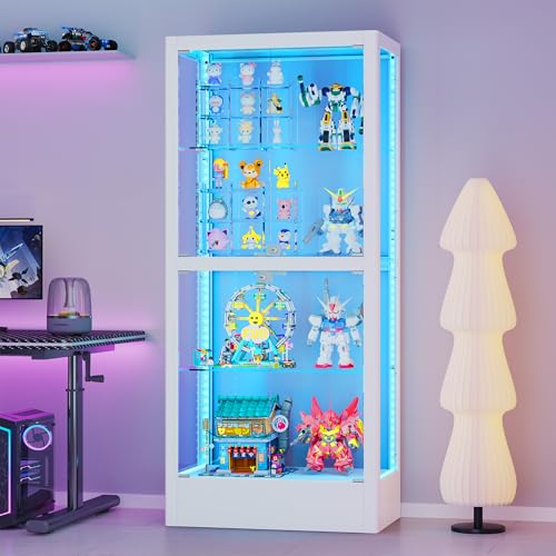 4-Sided Glass Display Cabinet with Lock & 13 Color Light, view 3