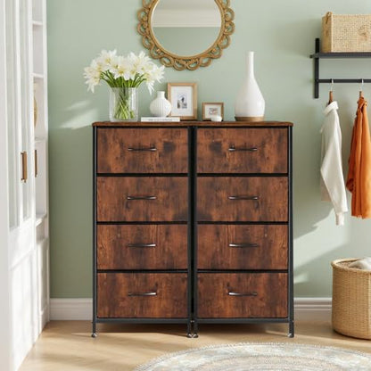 4 Drawers Dresser for Bedroom Fabric Storage Tower with Wooden Top, view 3