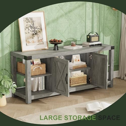 TV Stand for 65 in TV, Farmhouse Entertainment Center with Storage, view 5
