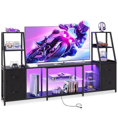 LED TV Stand for 50–65 Inch TVs with Power Outlets & RGB Ligths, view 2