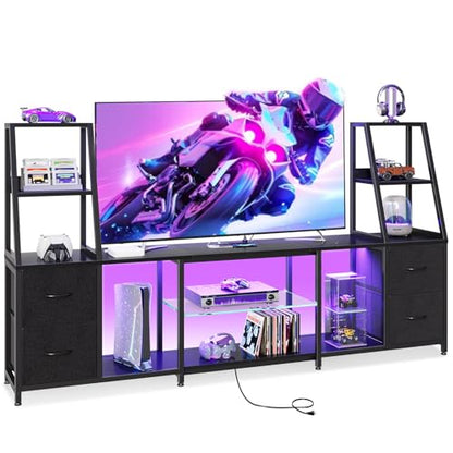 LED TV Stand for 50–65 Inch TVs with Power Outlets & RGB Ligths, view 2
