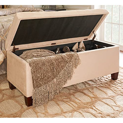 Carmen Shoe Storage Ottoman, 20" x 48" x 20", Beige