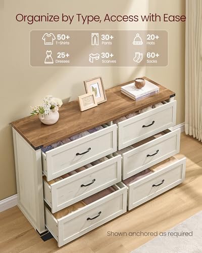 Modern 6-Drawer Dresser, Clothes Storage Cabinet, view 5