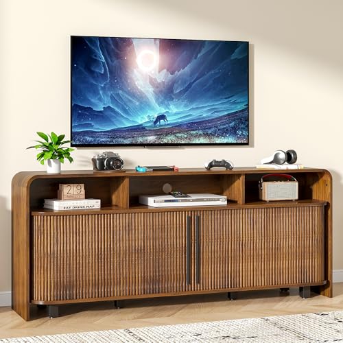Walnut TV Stand for 65 70 75 Inch TV, view 2