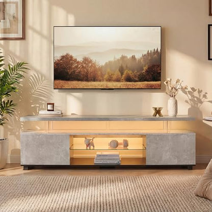 TV Stand for 70 Inch TV LED Gaming Entertainment Center Media Storage Console Table with Large Side Cabinet for Living Room Gray