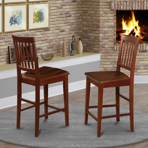 Vernon 11" Wood Counter Stools in Mahogany (Set of 2)