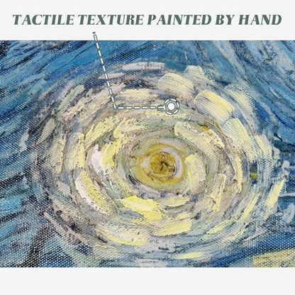 Starry Night Painting Wall Art: Van Gogh Canvas Picture Textured Reproduction Print Famous Artwork Abstract Landscape Living Room Bedroom Office Decor