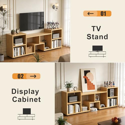 60" Walnut TV Stand for 65" with Shelf,Modern Entertainment Center, view 7