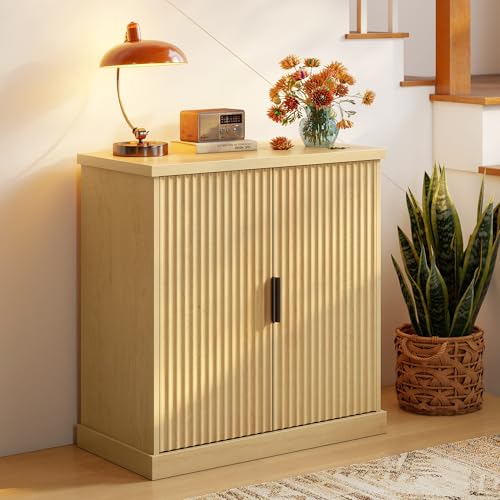 VASAGLE Contemporary Buffet Cabinet with Adjustable Shelves, Fluted Doors, view 2