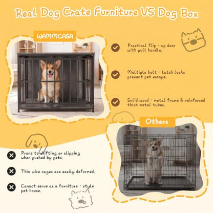 31.5IN Dog Crate Furniture, Wooden Dog Kennel with Flip-Up Door, view 4