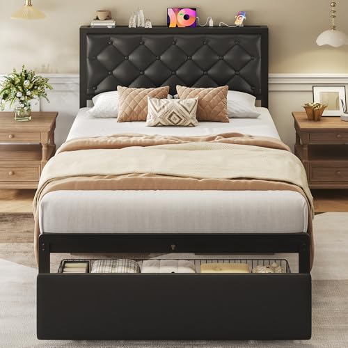 No box spring metal bed black, view 2