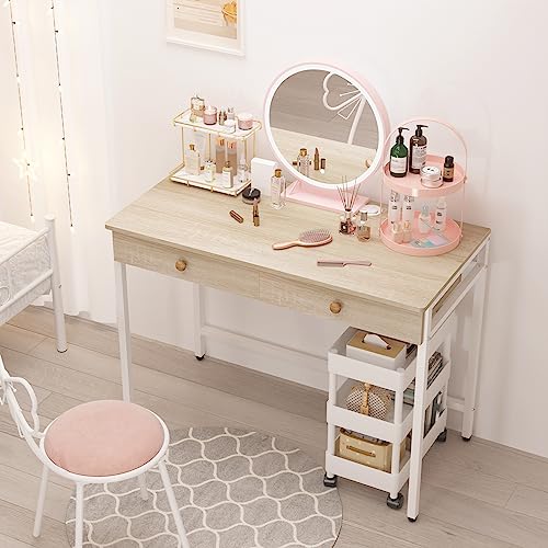 Computer Desk with Drawers, Home Office Desk for Writing, Studying, and Gaming - Sturdy and Spacious Workstation for PC and Laptop(Beige)