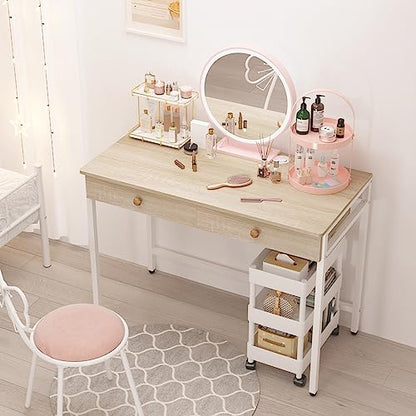 Computer Desk with Drawers, Home Office Desk for Writing, Studying, and Gaming - Sturdy and Spacious Workstation for PC and Laptop(Beige)