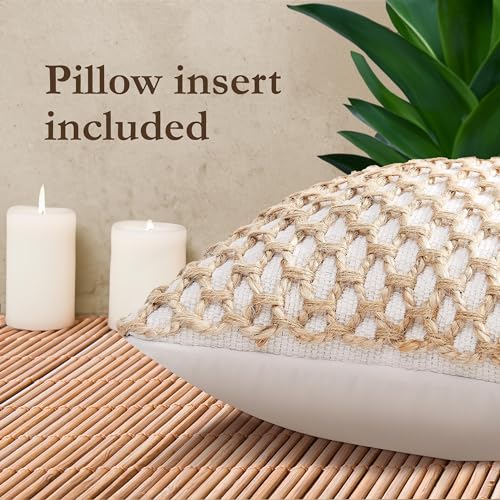 Jada Decorative Throw, Includes Accent, Premium Woven Design, Living Room Décor, (1) 12" x 20" Pillow Cover with Insert, White