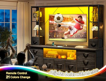 78.6" W LED TV Stand Fits to 55/60/65 inch TVs with 11 Drawers, view 4