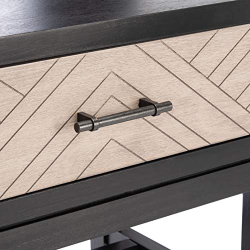 SAFAVIEH Home Collection Ajana Black and Greige 2-Drawer Console Table