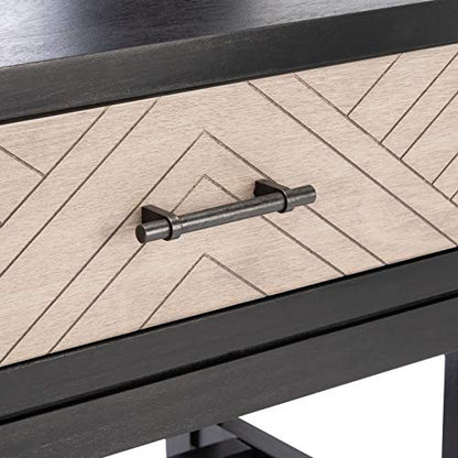 SAFAVIEH Home Collection Ajana Black and Greige 2-Drawer Console Table
