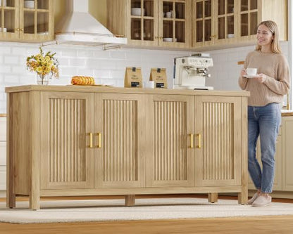 55" Buffet Cabinet with Storage & 4 Adjustable Shelves, Natural, view 7