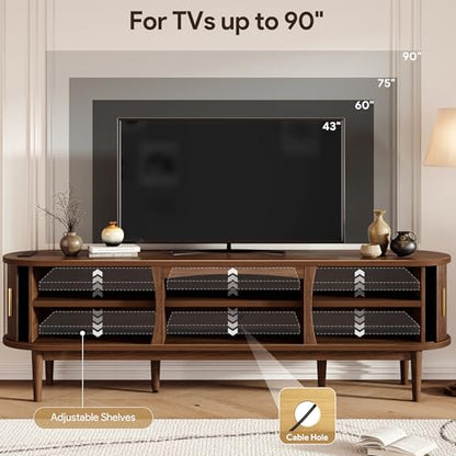Mid Century TV Stand for TVs up to 90 Inches, Entertainment Center with Storage, view 4