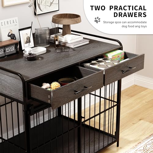 Dog Crate Furniture with 2 Drawers, Heavy Duty Dog Crate, view 4