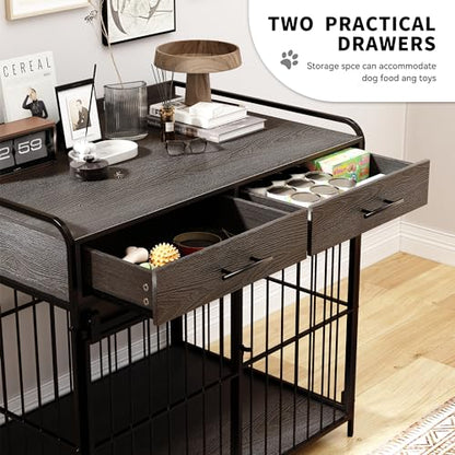 Dog Crate Furniture with 2 Drawers, Heavy Duty Dog Crate, view 4