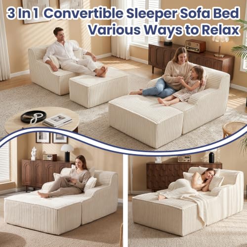 Oversized Chaise Lounge Chair Indoor, Corduroy Boneless Couch Sofa Bed, view 7