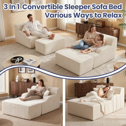 Oversized Chaise Lounge Chair Indoor, Corduroy Boneless Couch Sofa Bed, view 7
