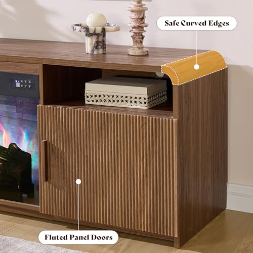 70" Fluted Fireplace TV Stand with 30" Electric Fireplace, view 7