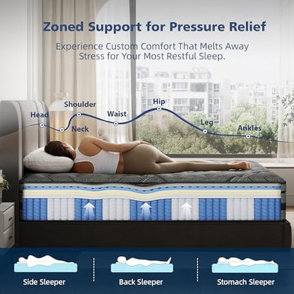 Twin Mattress,14 Inch Twin Size Mattress in a Box,Hybrid Memory Foam, view 3