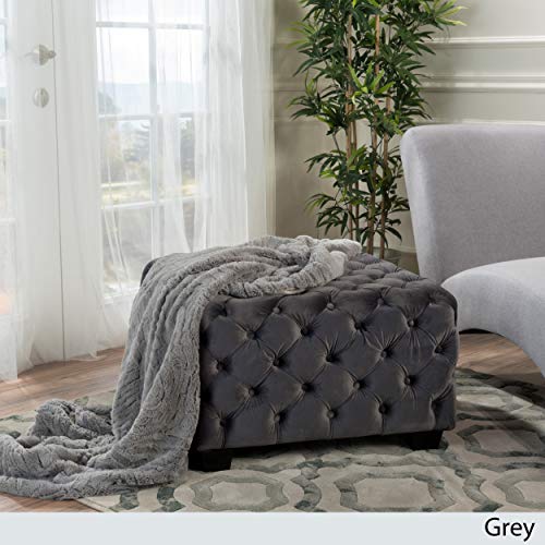 Christopher Knight Home Jaymee Velvet Ottoman, Grey