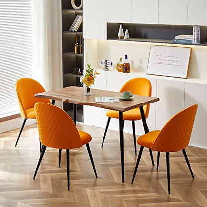 Modern Dining Table Set for 4,Durable Home Table with Chair,Stylish Rectangular Dining Table Upholstered Dining Chair Velvet Thick Cushion Room Chair for Restaurant,Dining Room,Store