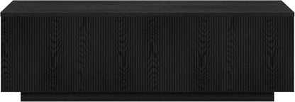 48" Fluted Rectangular Low-Profile Coffee Table for Living Room, Family Room, or Office, Black Grain
