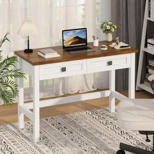 Farmhouse Small Computer Desk with 2 Drawer for Bedroom, 39.4 in Work Table, view 6