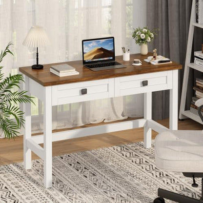Farmhouse Small Computer Desk with 2 Drawer for Bedroom, 39.4 in Work Table, view 6
