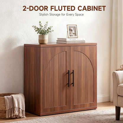 31.5" Fluted Walnut Buffet Cabinet Sideboard with Storage, view 6